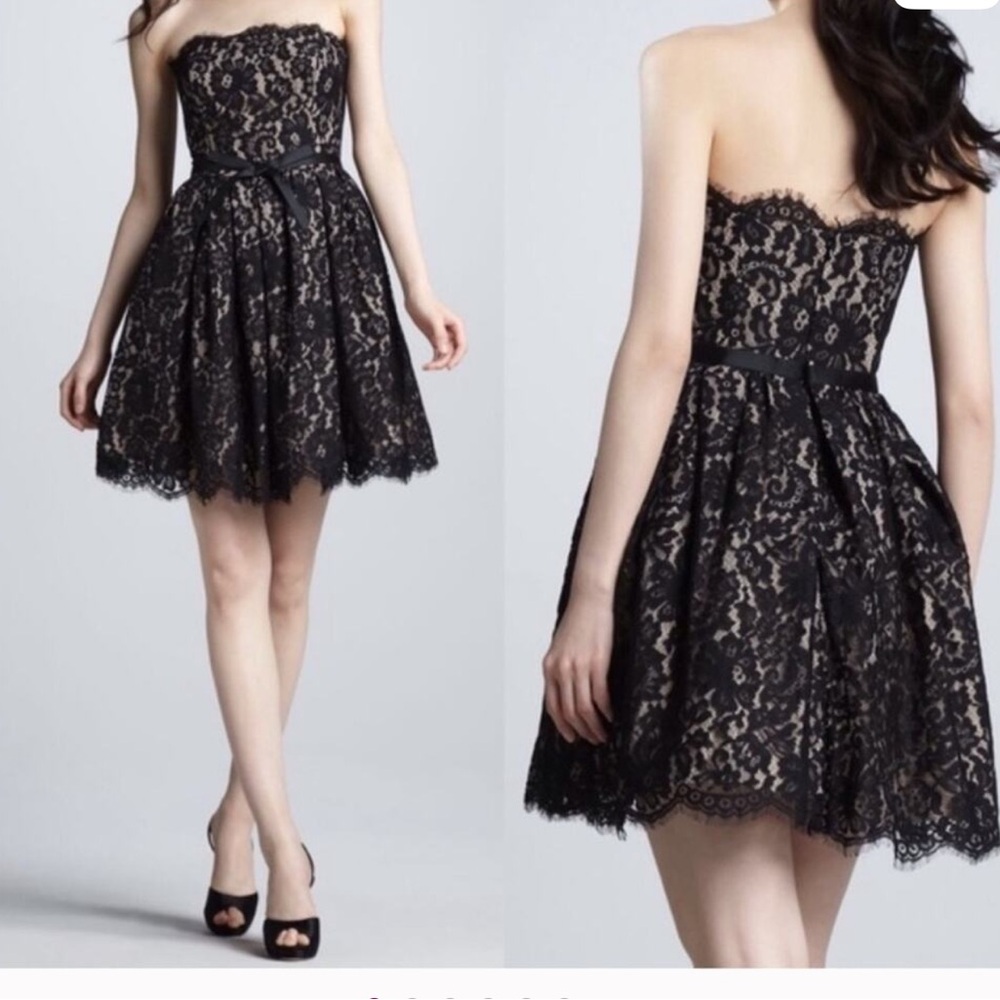 Elegant Black Lace Strapless Dress Robert Rodriguez by Nieman Marcus